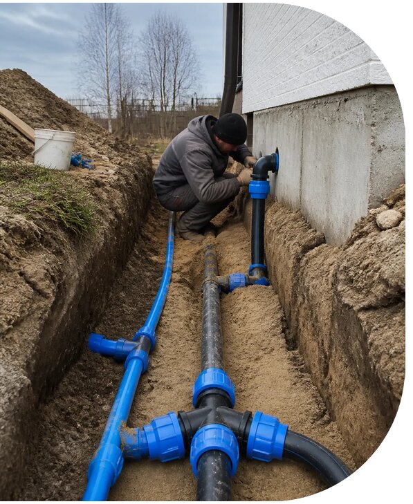 Монтаж наружного водопровода на участке под ключ в Соли-Илецке